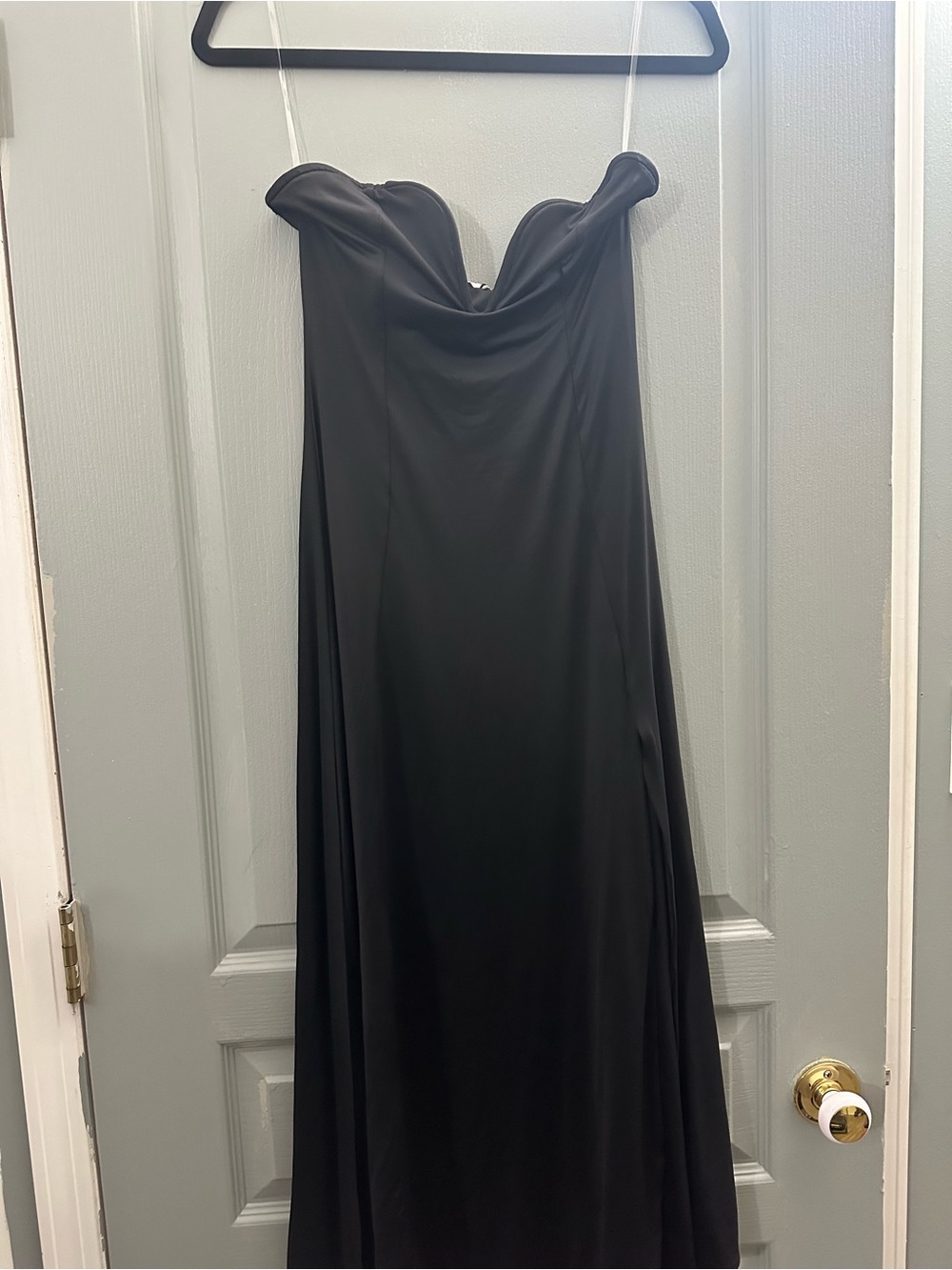 House of CB Black Strapless Draped Gown
